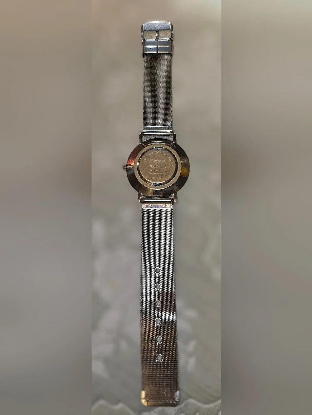 Gianello Stainless Steel Case Back Slim Case Mesh Bracelet Watch Italian Design